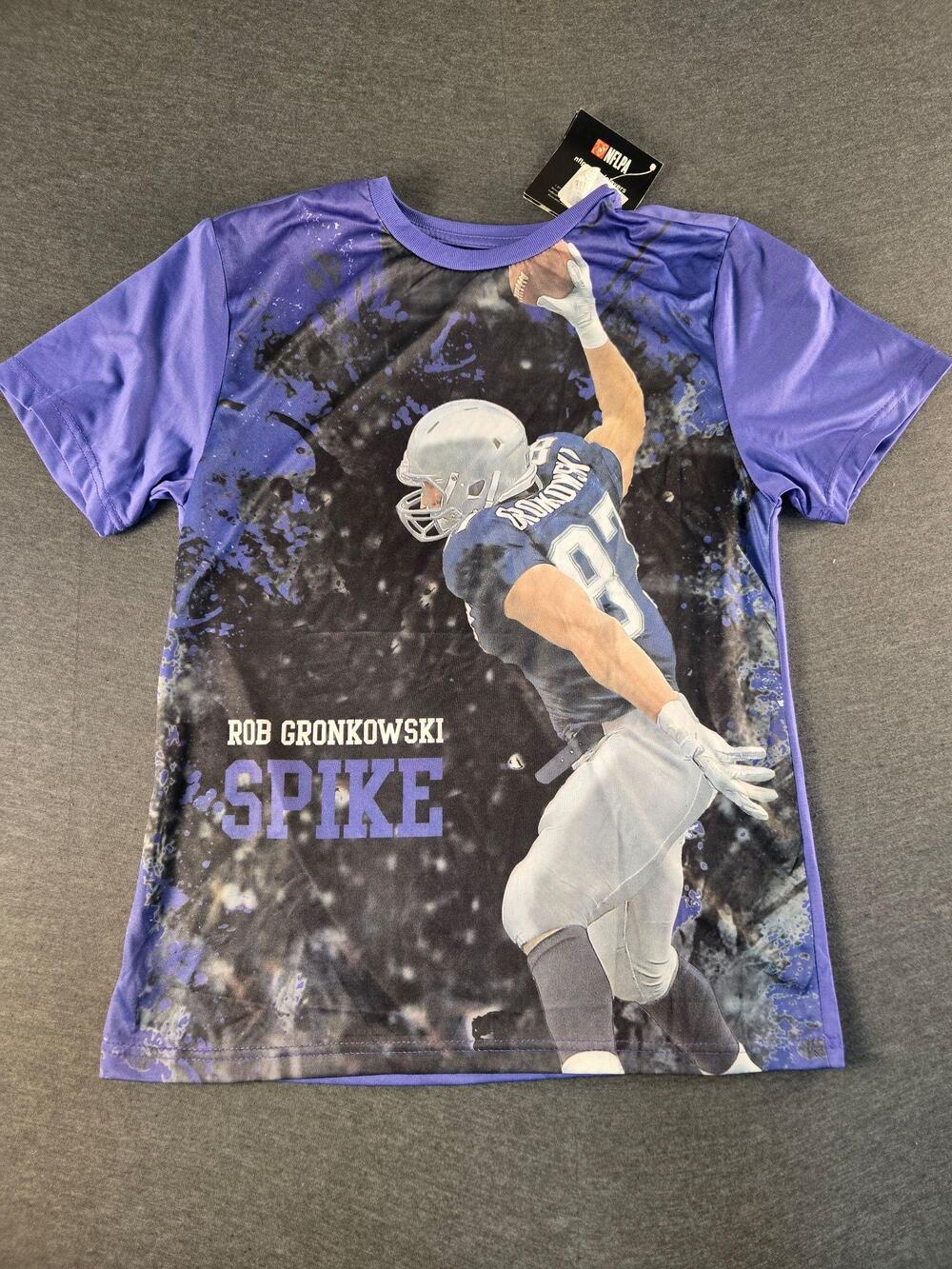 Rob Gronkowski Shirt Youth Large Purple NFL Football NFLPA Spike Graphic Tee